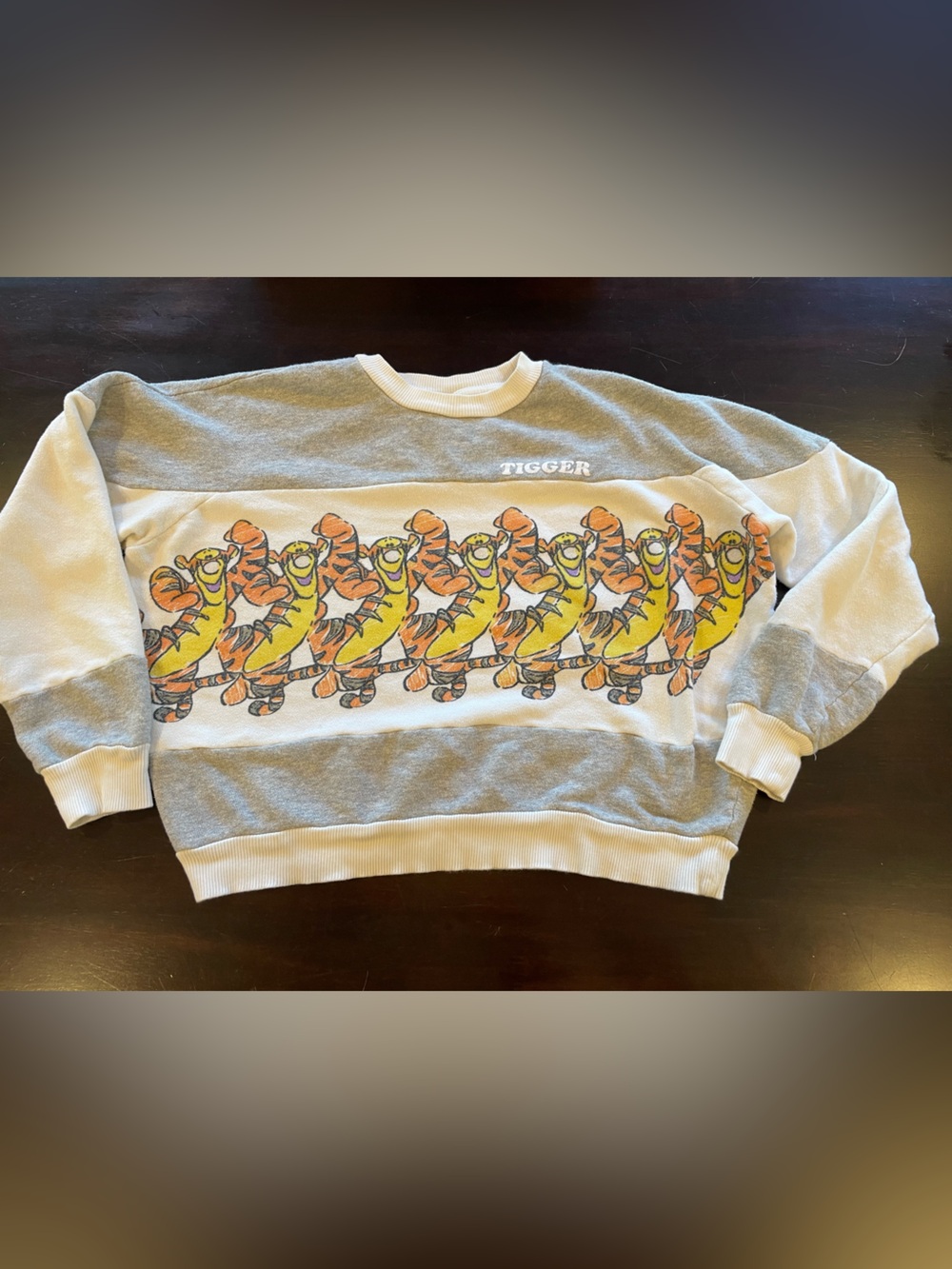 Disney Tigger Repeat Graphic Sweatshirt - Gray, White, Yellow, Orange